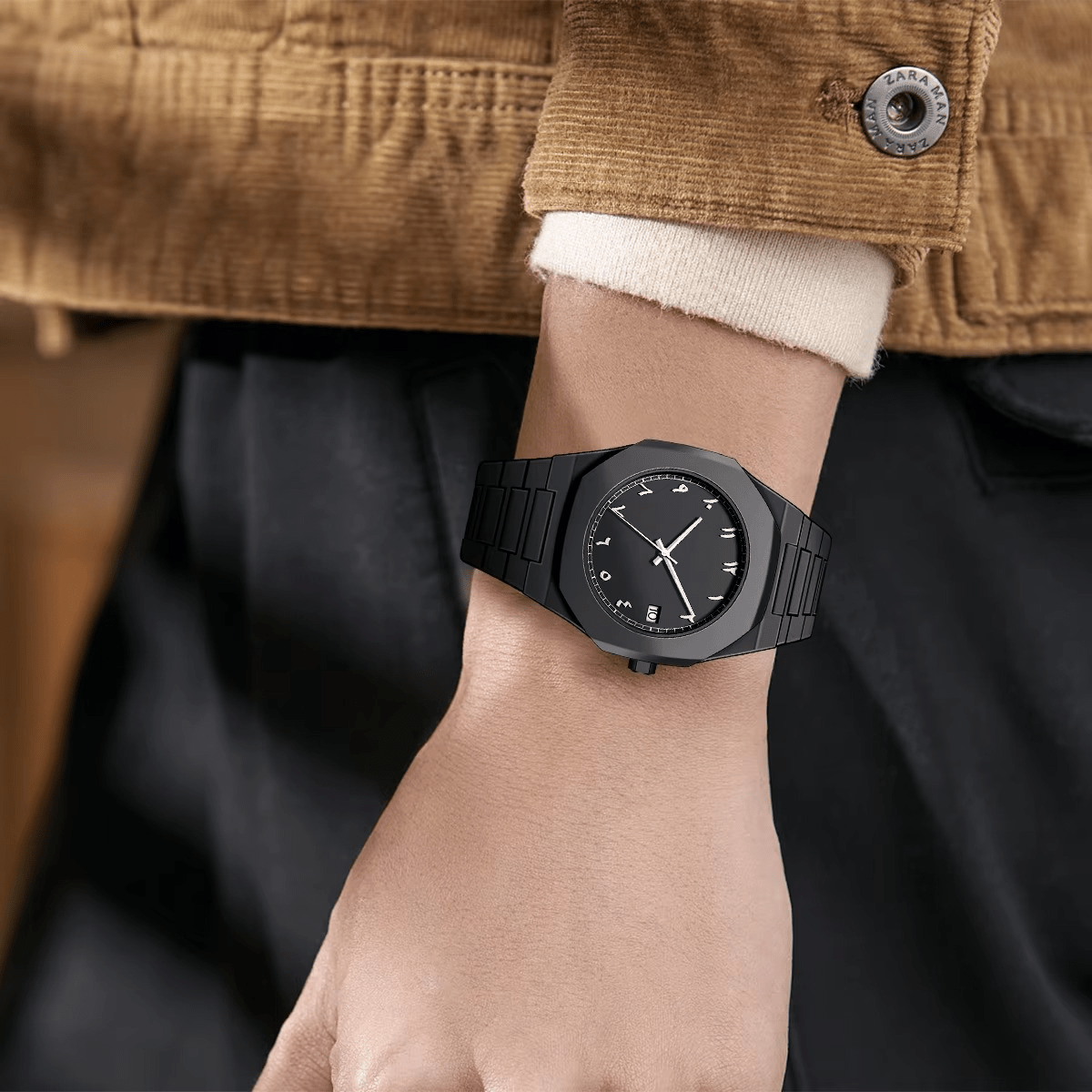 Arabic watch detail showing strap and case