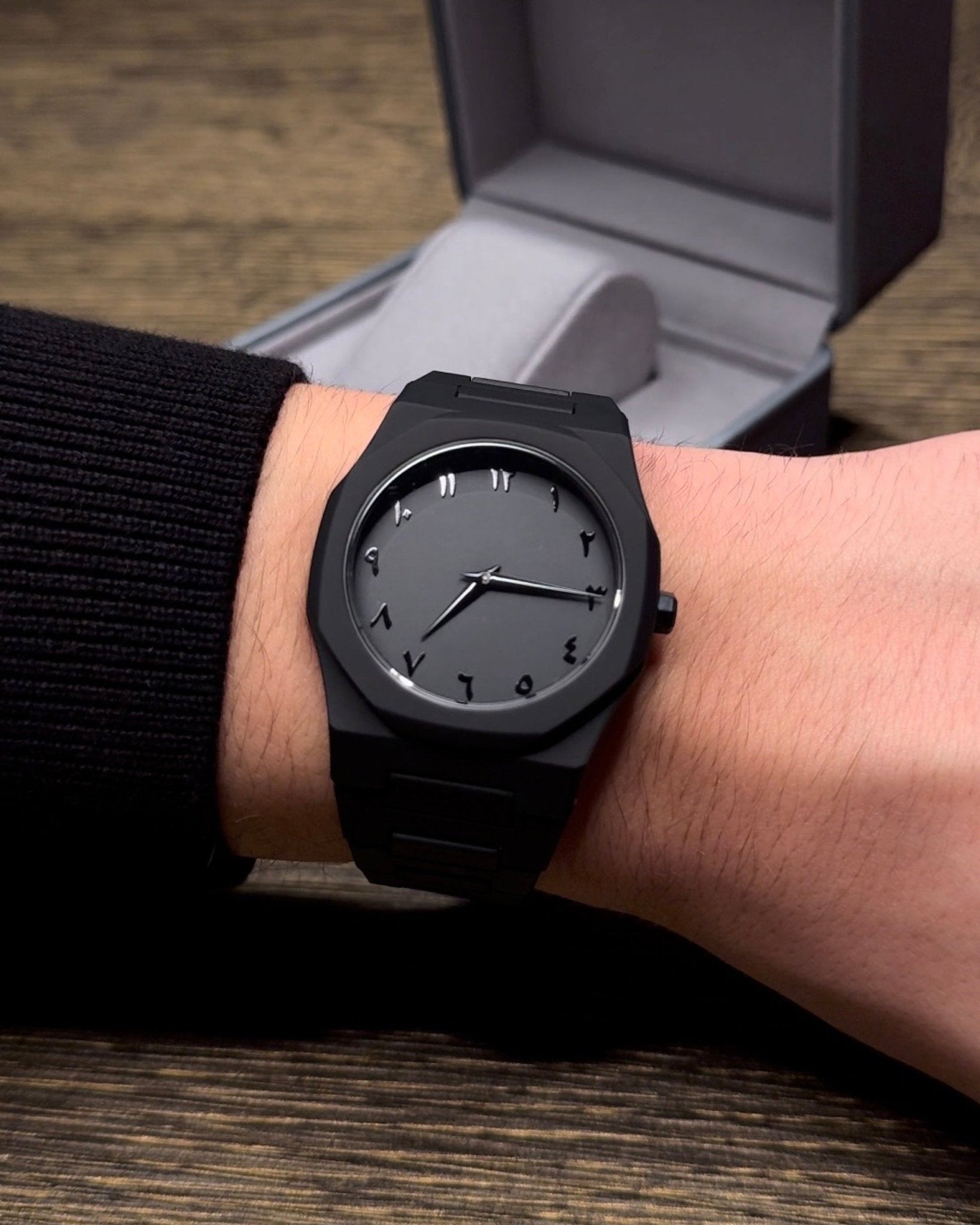 Arabic watch on wrist lifestyle shot