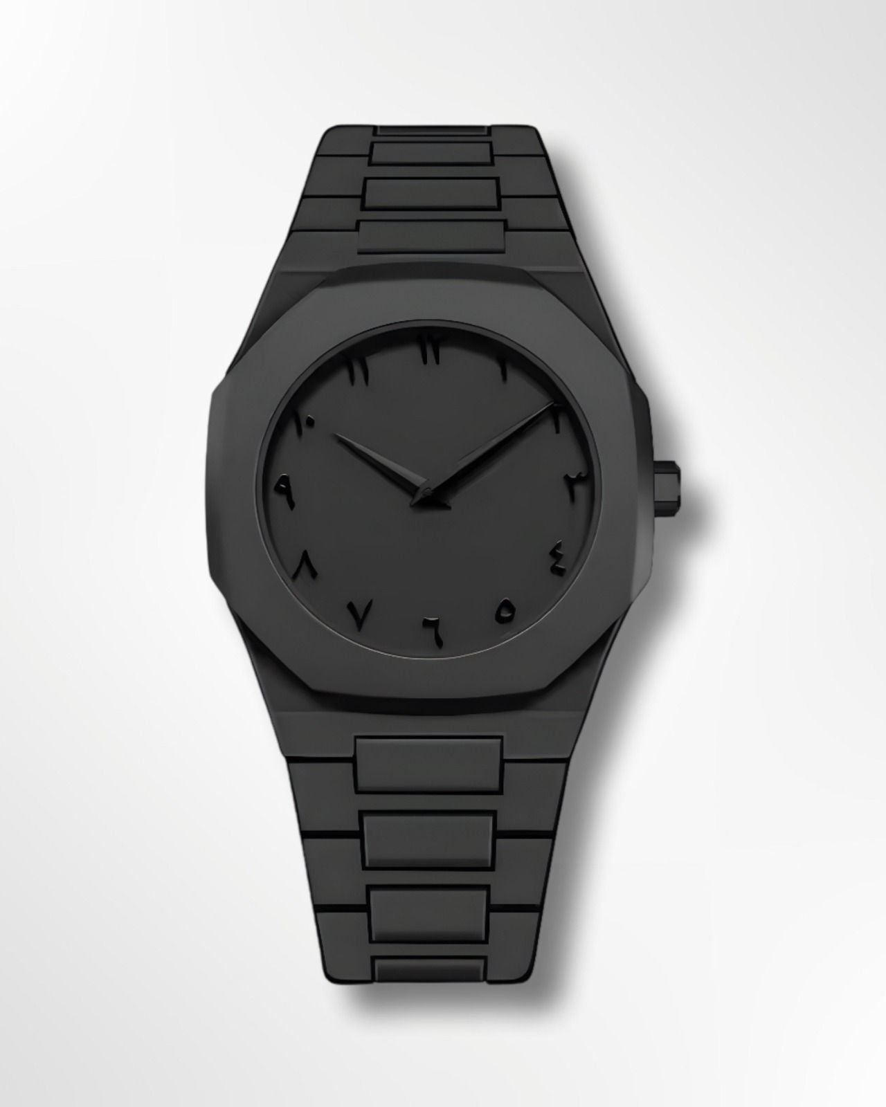 Stainless steel watch with Arabic numeral dial