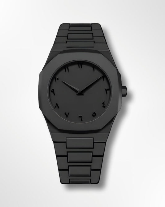 Stainless steel watch with Arabic numeral dial